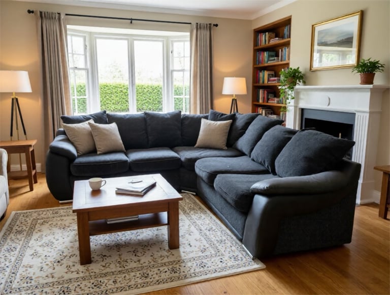 Black and grey Large corner sofa