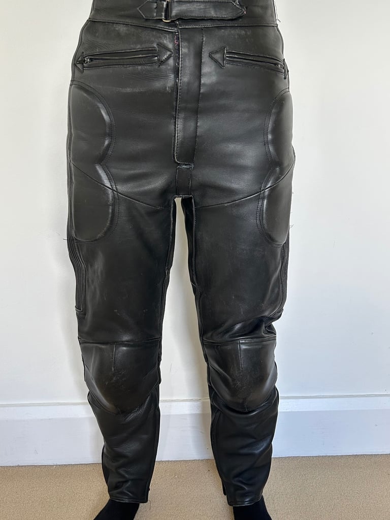 image for Leather motorbike jeans, 30 inch waist