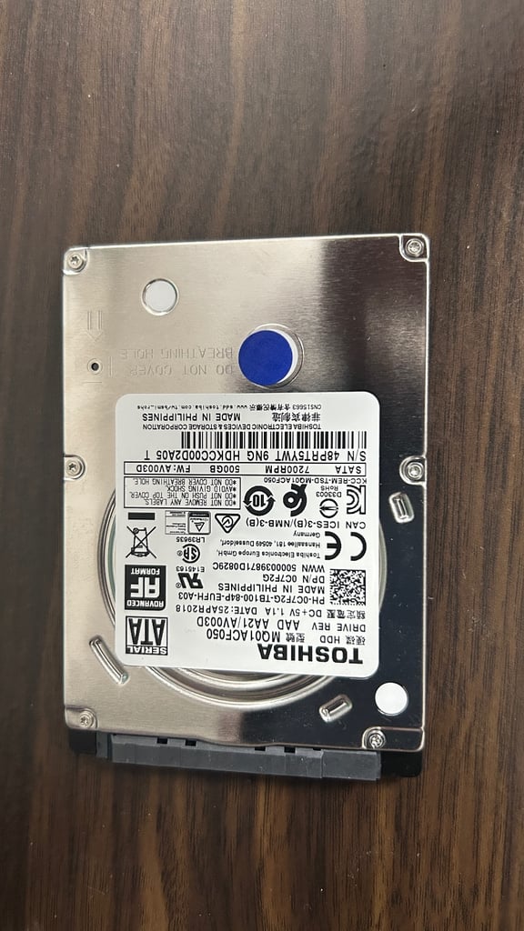 500GB Toshiba 2.5 inch hard drive 