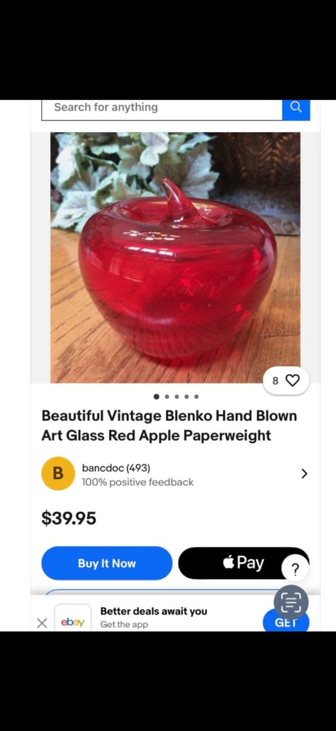 Beautiful hand blown glass candy apple 