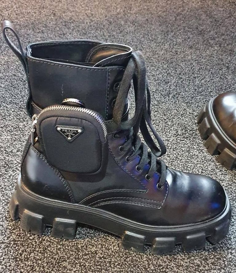 image for  Prada Monolith leather and Re-Nylon boots with pouch - used