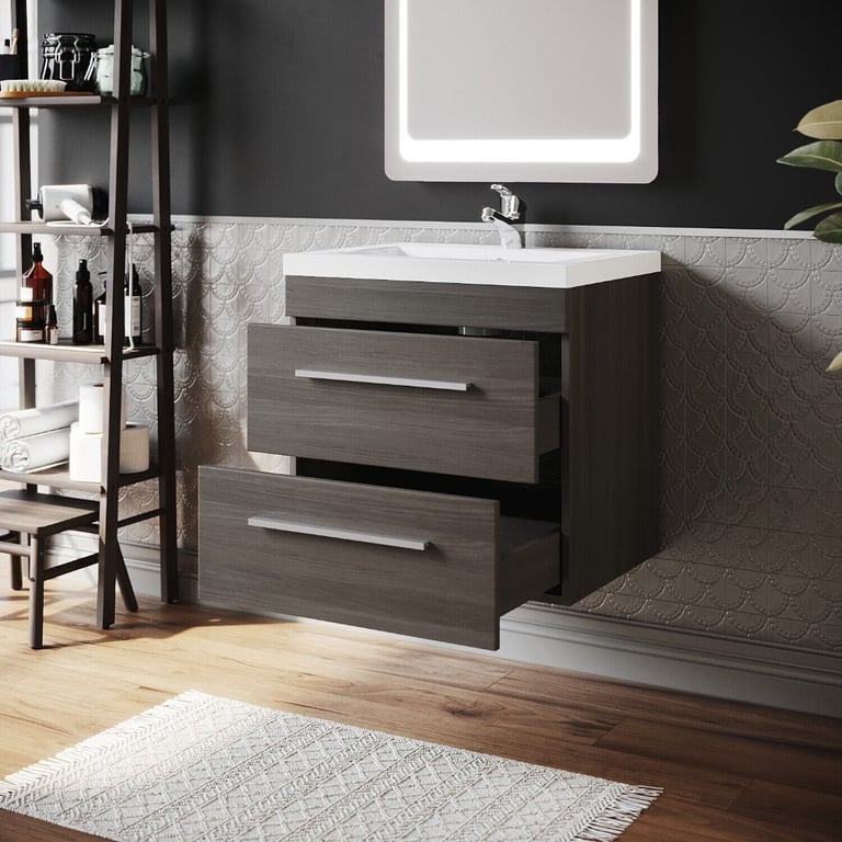 New Wood Wall Hung Basin Vanity Unit 600mm RRP £310 Our Price £200