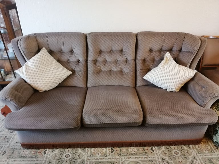 Three piece suite: 3 seater settee, 2 seater settee and rocking chair