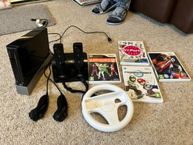 Nintendo Wii Console , Games and Steering Wheel