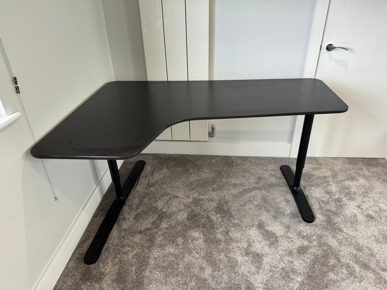Brown Large L Shape Office Desk Ikea study 