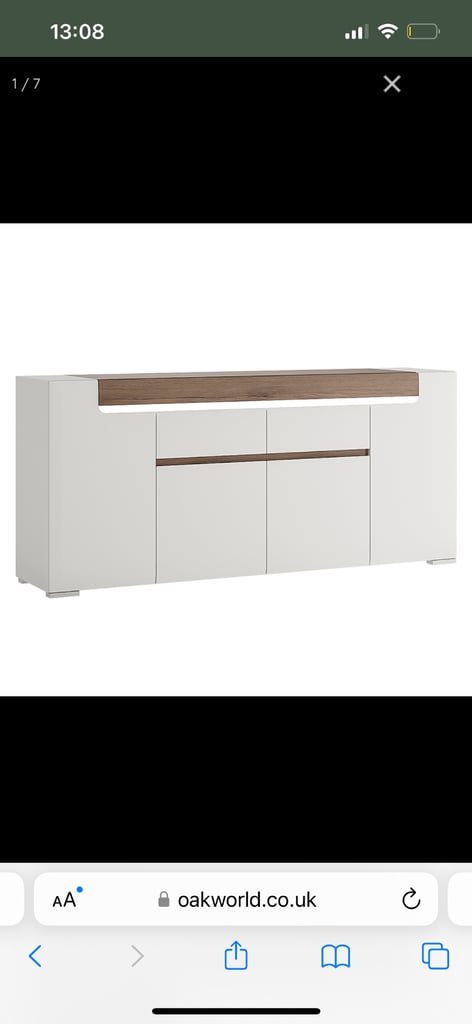 Bought for £600 Large oak sideboard - 190cm lengthways Color white/oak
