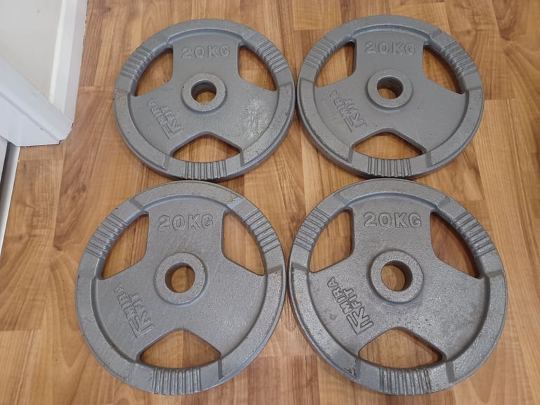 image for 2 x 20KG MIRAFIT CAST IRON WEIGHTS PLATES SET - 2 Inch Holes - Per Pair