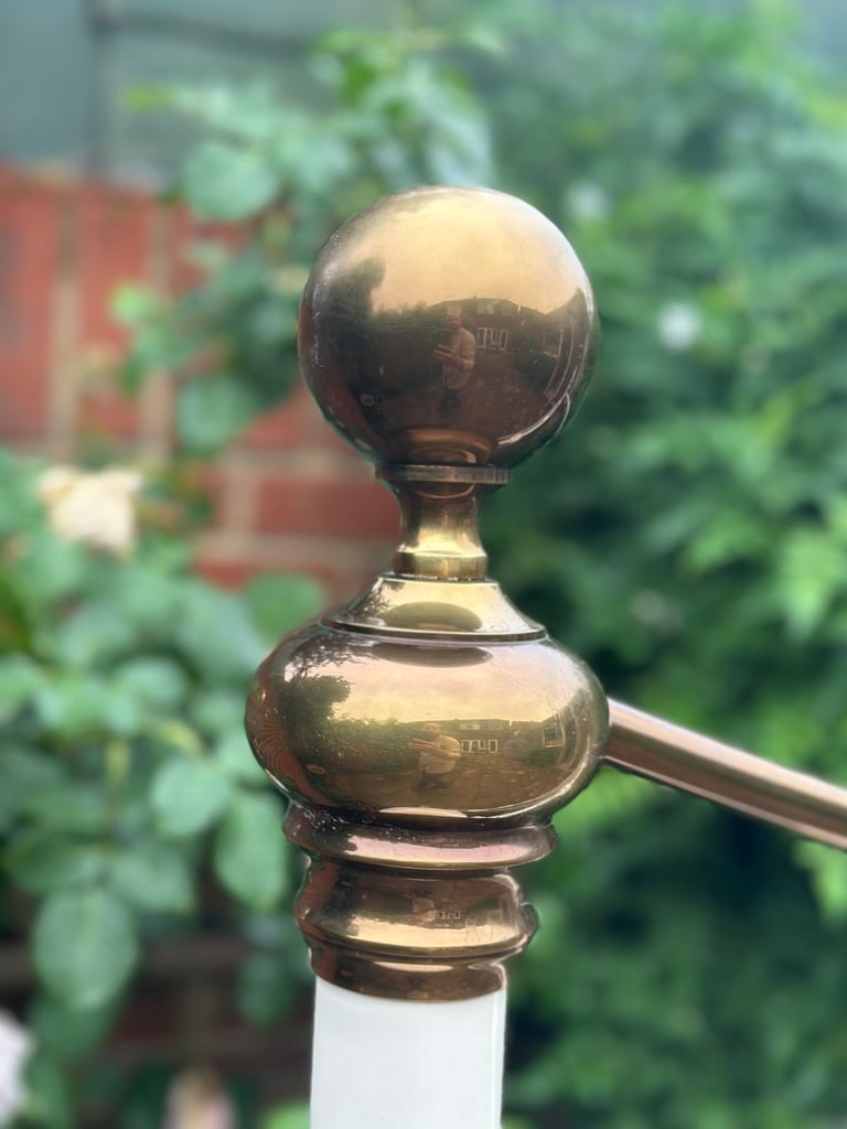 Stunning Victorian Style Cast Iron & Brass Double Size Headboard – Superb Condition