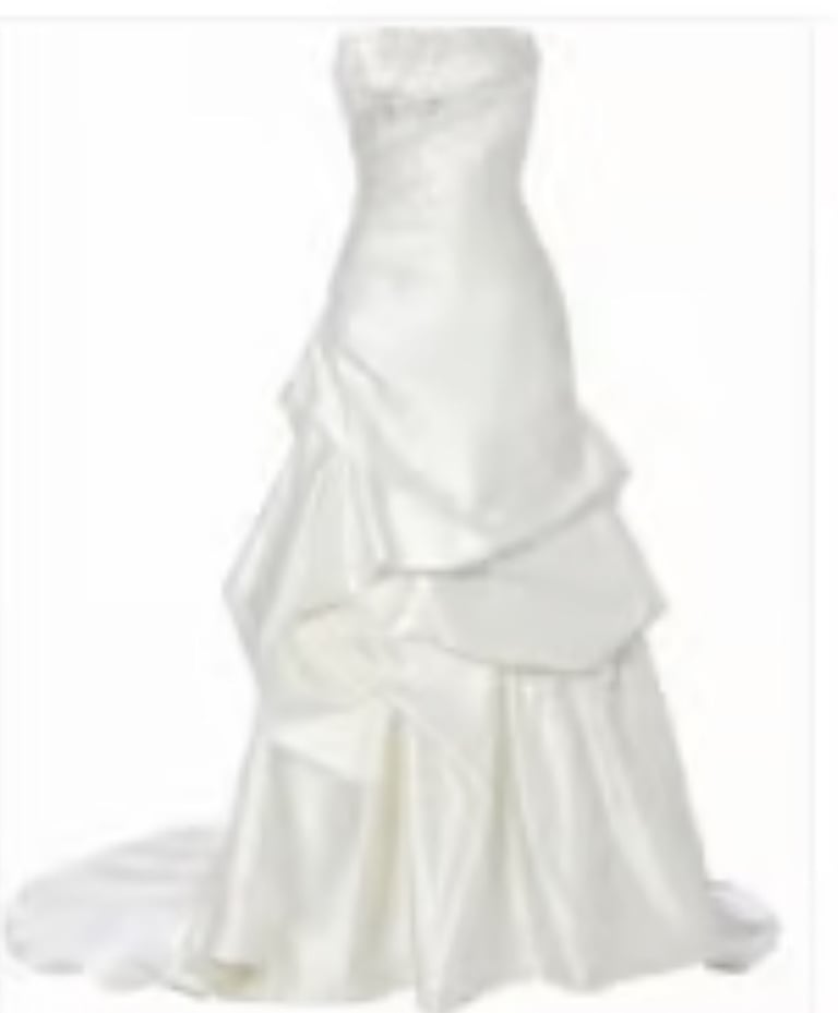 Stunning Satin Bridal Wedding Dress Ivory +Veil Size 8