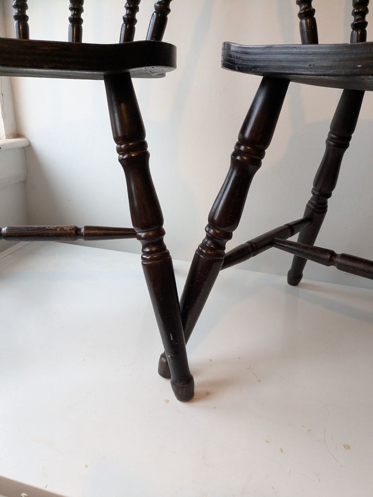 Two Wooden Windsor Style Dining Chairs 