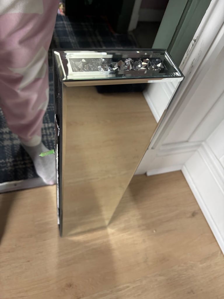 Mirror side table and floating mirrored shelf 