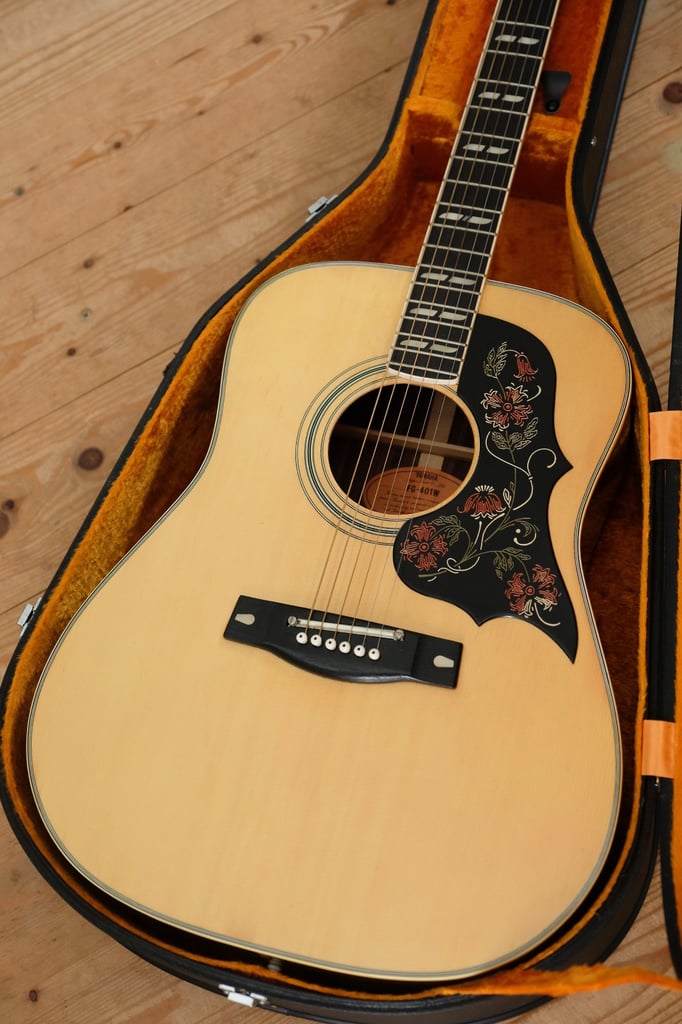Vintage Yamaha FG-401W Acoustic Guitar with Original Case