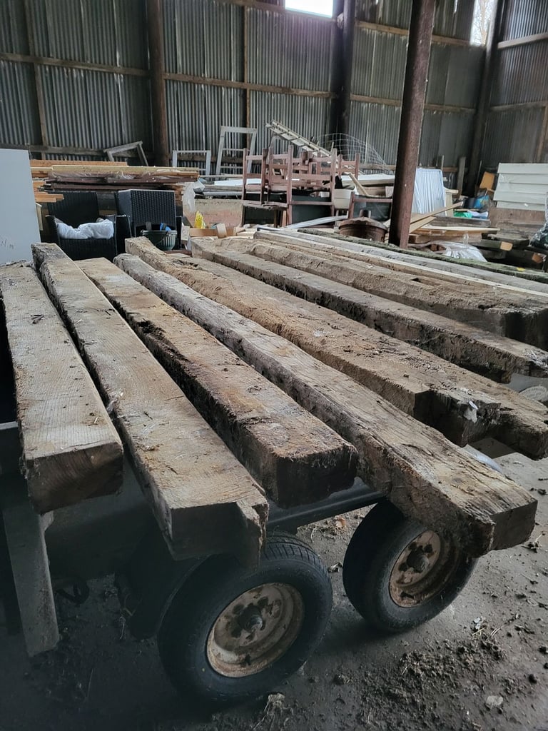 14 reclaimed oak beams 