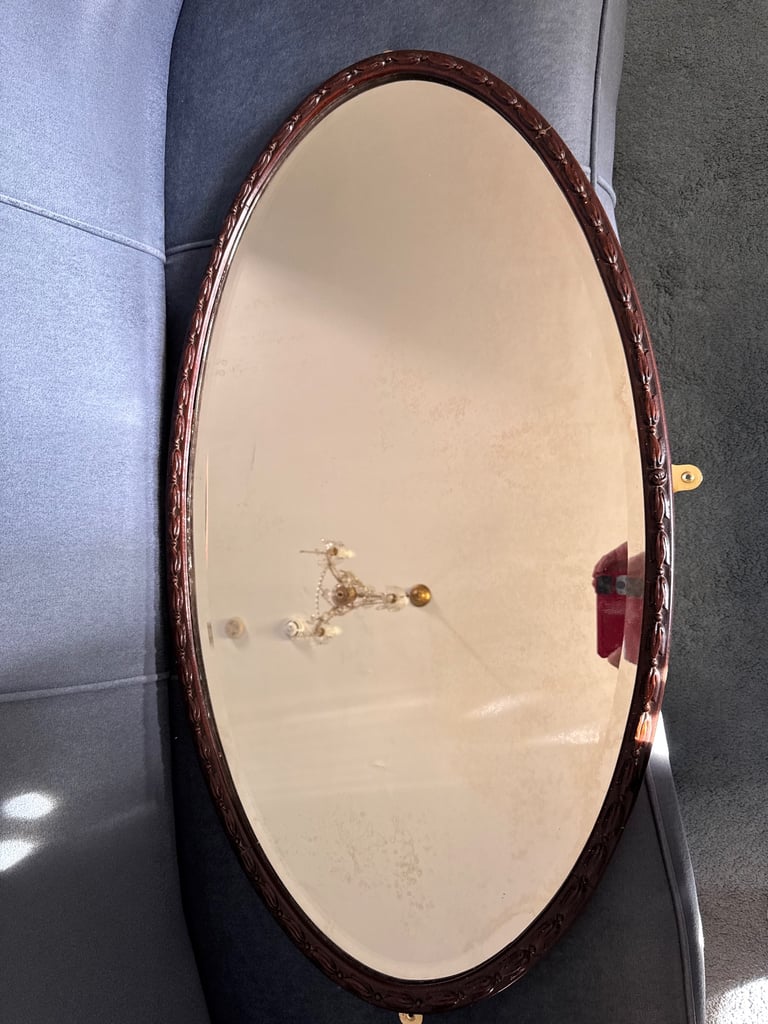 image for Edwardian Mahogany Oval Mirror