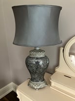 Two large grey table lamps 