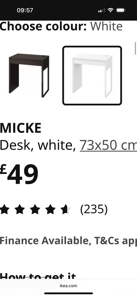 White single drawer desk 