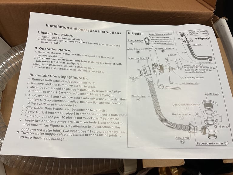 Scudo bath filler, overflow and waste in gunmetal