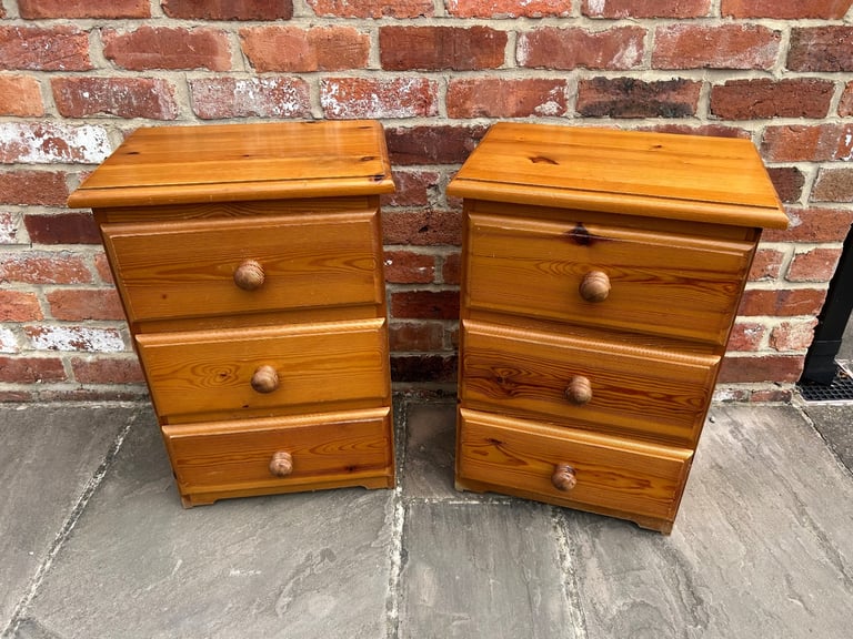 Pair of Solid Pine Bedside Tables - Good Condition 
