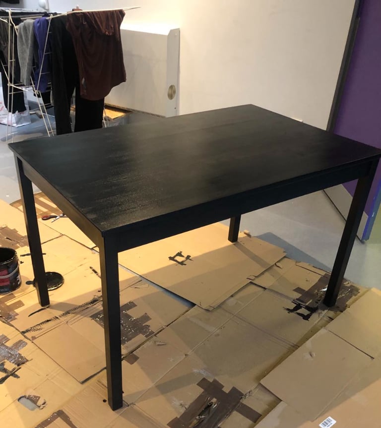 Ikea black painted table. Good condition. 118x74 x73.5cm.Needs to be collected today.Can dismantle