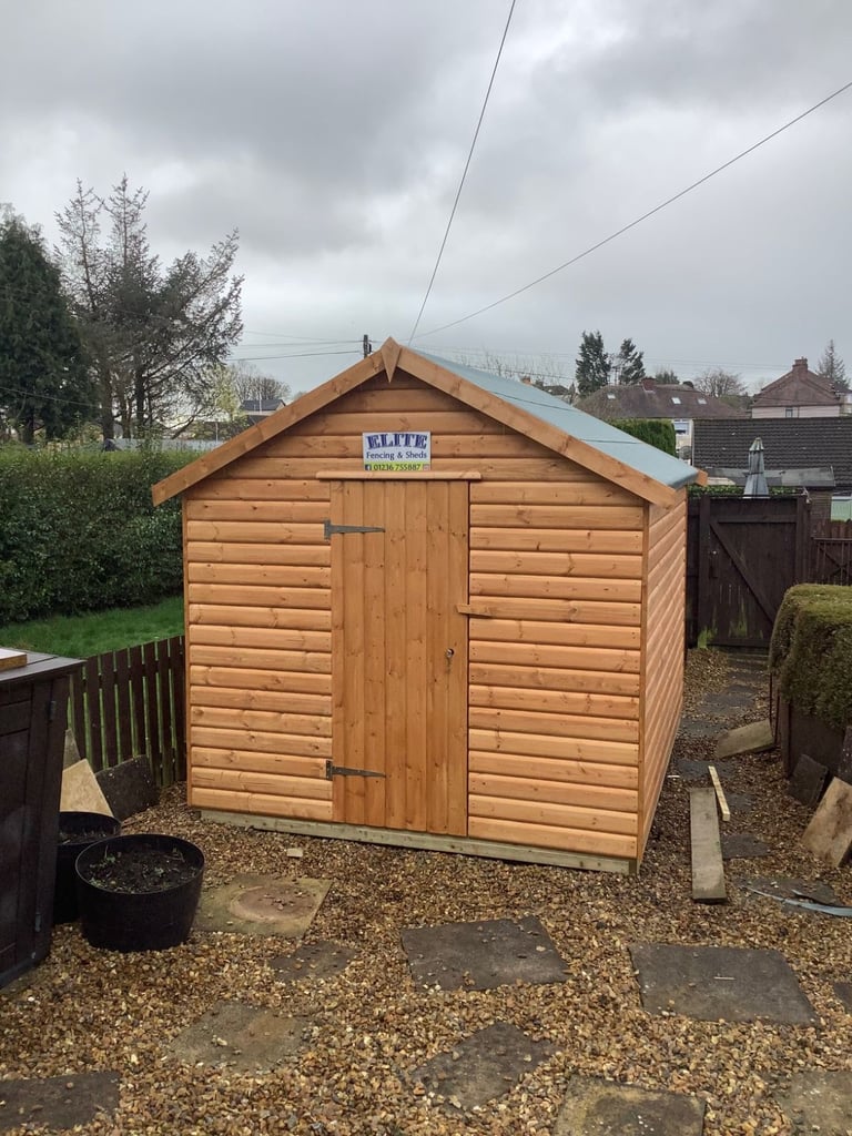 image for Heavy Duty 10x8 Apex 20mm Log effect SUPPLIED & FITTED FOR YOU 