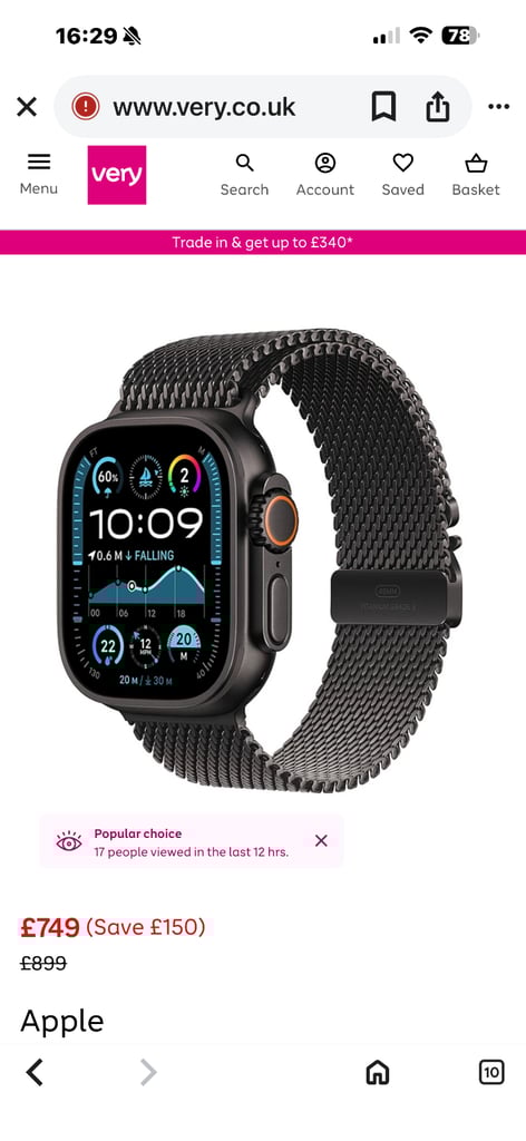 image for Apple iwatch ultra 2 with black band 
