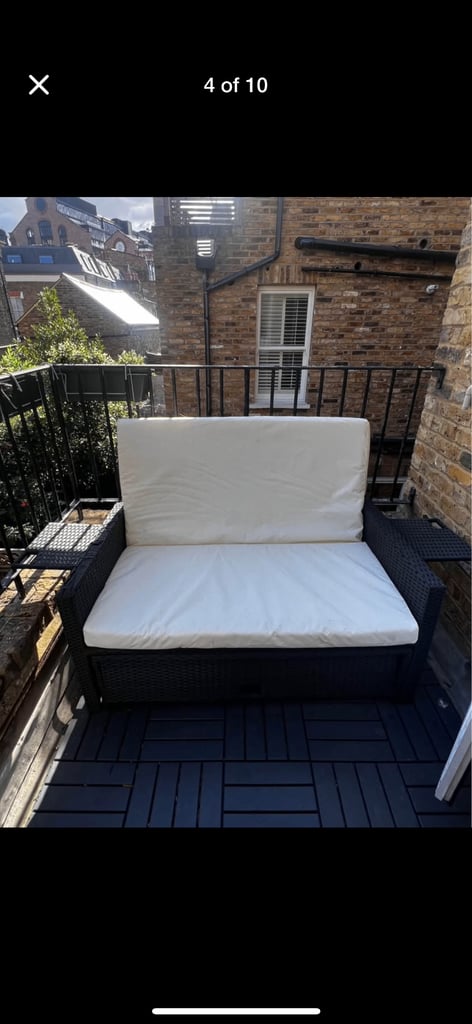 Outsunny Garden Rattan Furniture Set 2 Seater Patio Sun Lounger Daybed Sun Bed