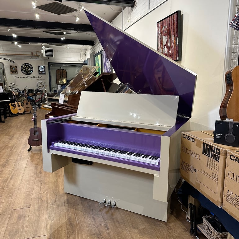 Bespoke Interior Square Grand Piano | Purple & Cream | Delivery, Stool, Tuning