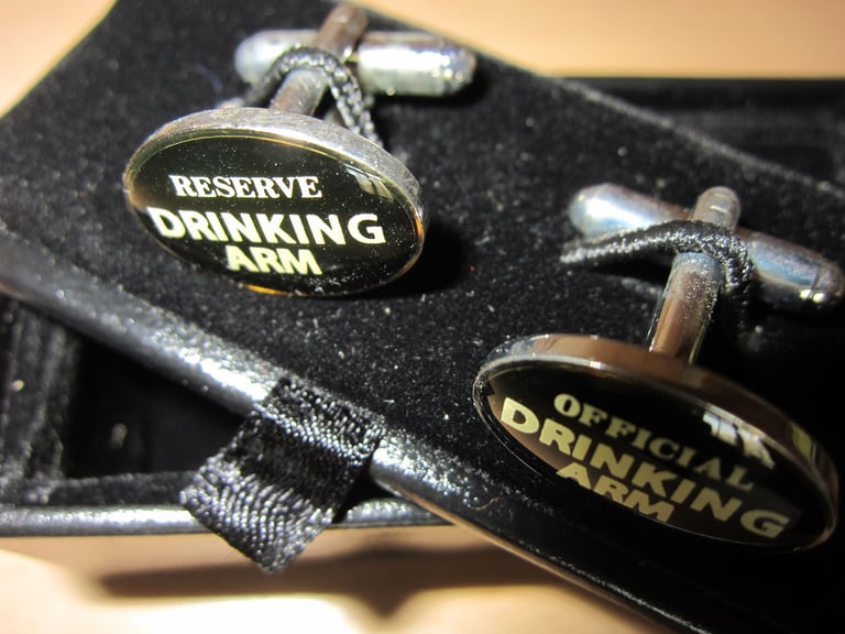 Official Drinking Arm & Reserve Drinking Arm Cufflinks in a Cufflink Box - NEW