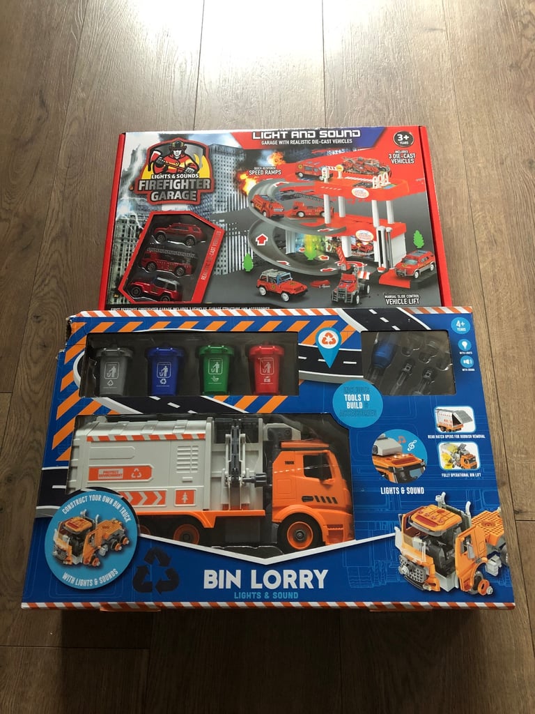 Kids 3-4 fire garage and bin lorry. 