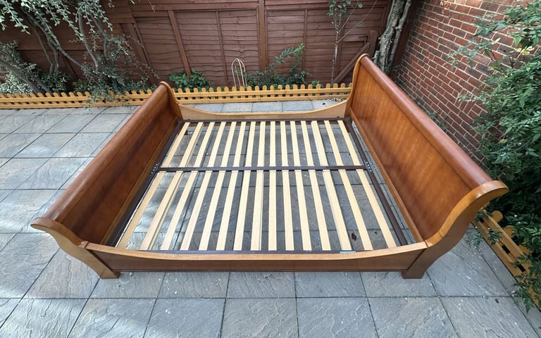 Wonderful French Exigence Couture NF Sleigh Cherrywood King Bed Frame – Good Condition 