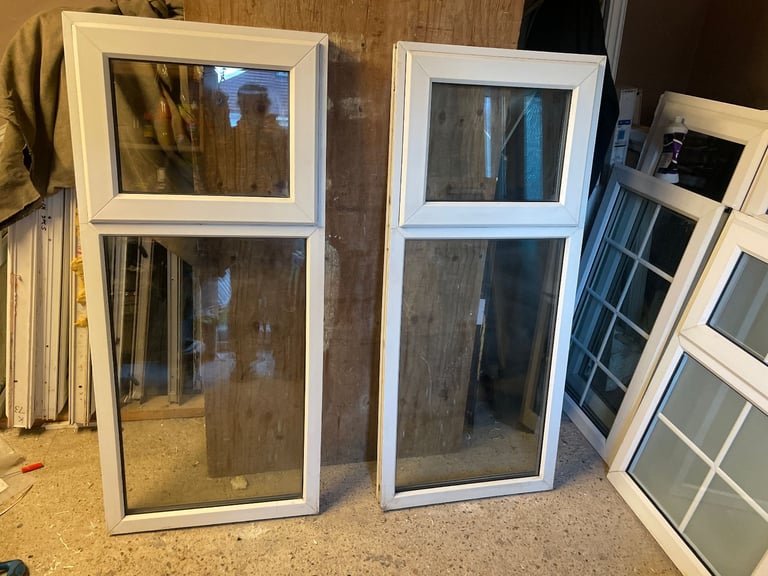 H 142.5 x W 62 cm - MATCHING PAIR UPVC DOUBLE GLAZED WINDOWS - £60 EACH (REF: SJ461 PAIR)