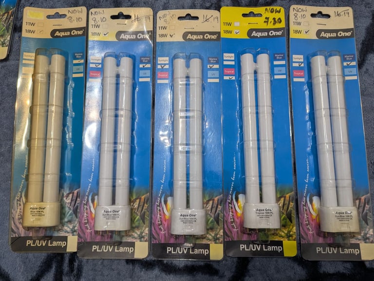 Aquarium light aqua one PL/UV 11w/18w/24w lamp, 2/4 pin fittings 