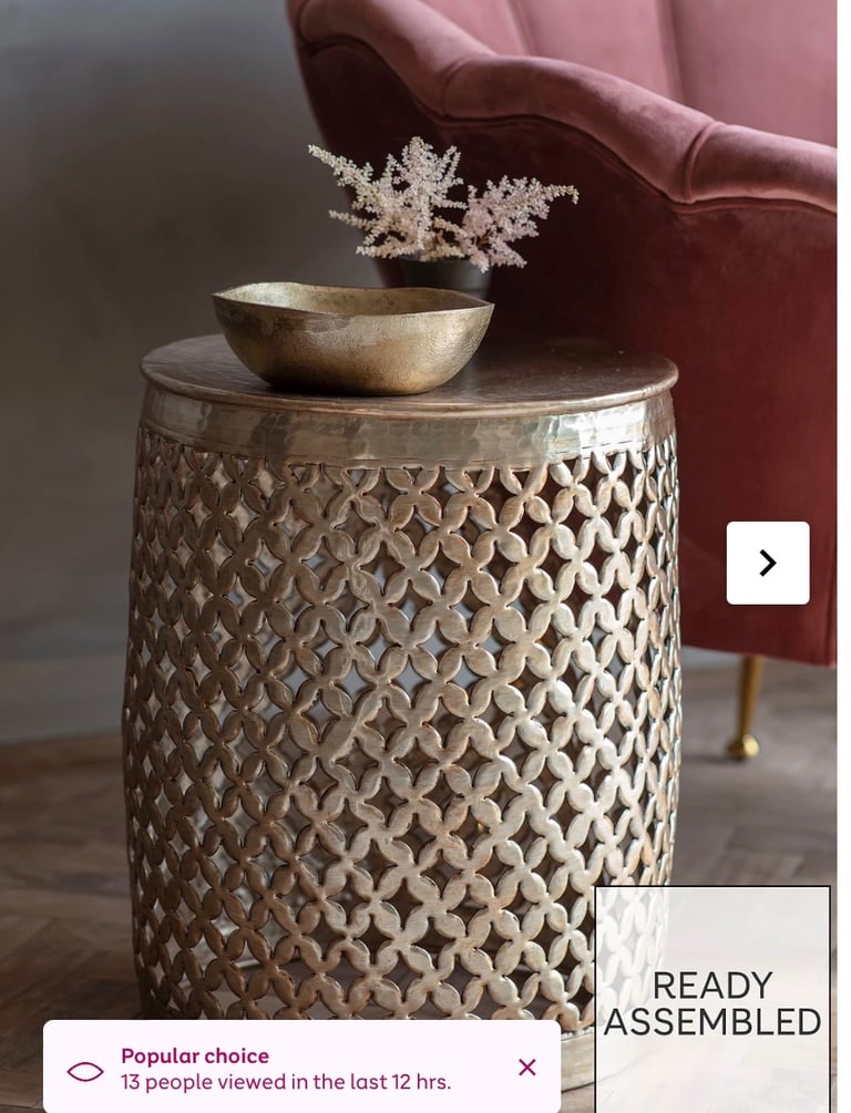 image for 2 brand new drum tables & 1 cream cube pouffe. 