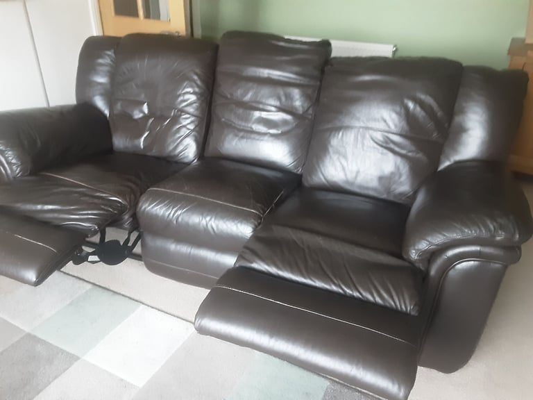 image for Three seater leather settee