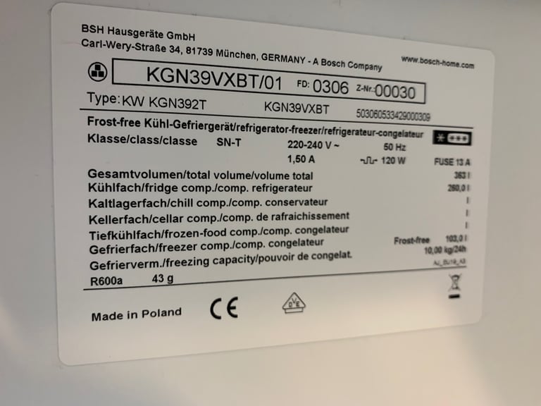 Bosch fridge freezer