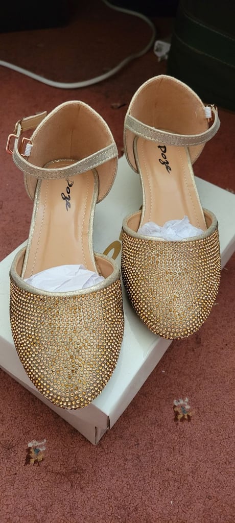 image for Girls gold heel sandals.