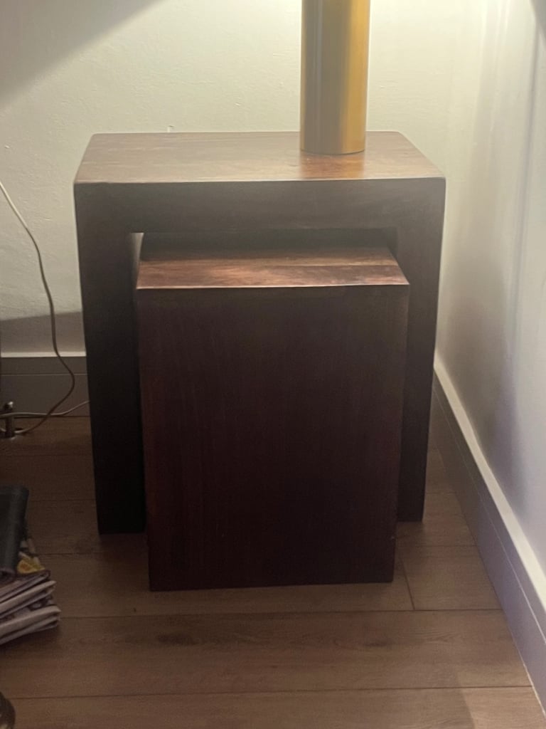 Solid wood corner tv unit and cube table set 