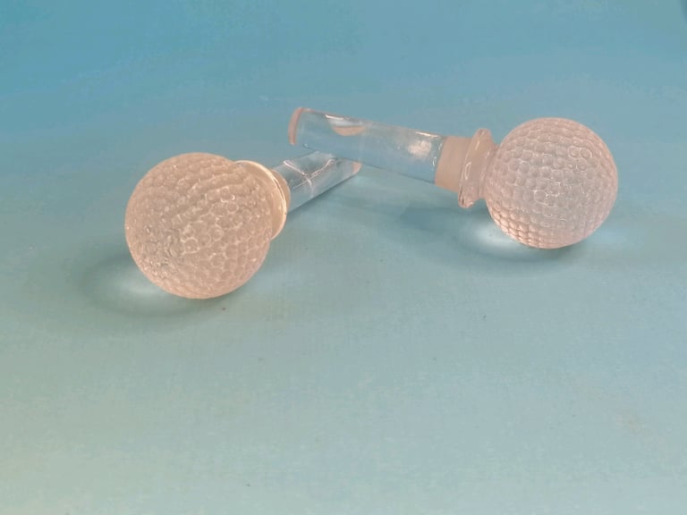4,2-inch, 2x Vintage Golf Ball Crystal Decanter Stopper Bottle Cork. 