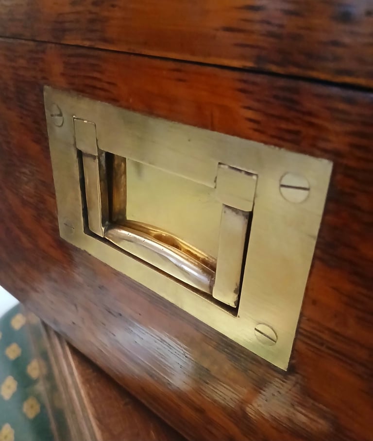 1885 Oak & Brass Bound Military Campaign Officers Document Case