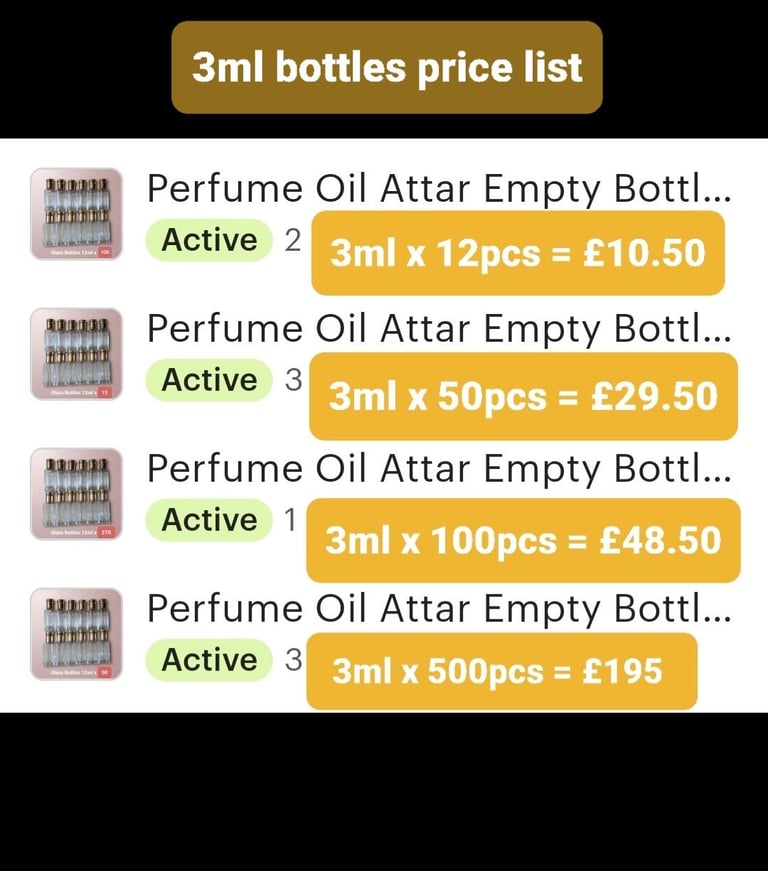 OIL PERFUME BOTTLES (empty)