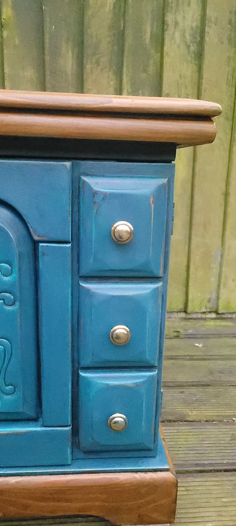 Pine coffee table painted blue