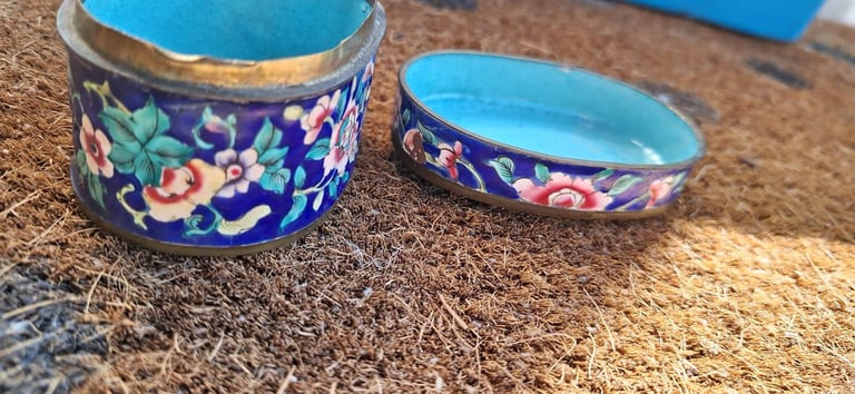 Antique Japanese Cloisonne Fire Glazed Enamel Pot