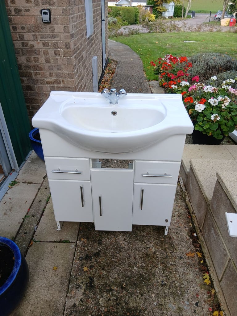 Gloss White Vanity Unit with Sink.