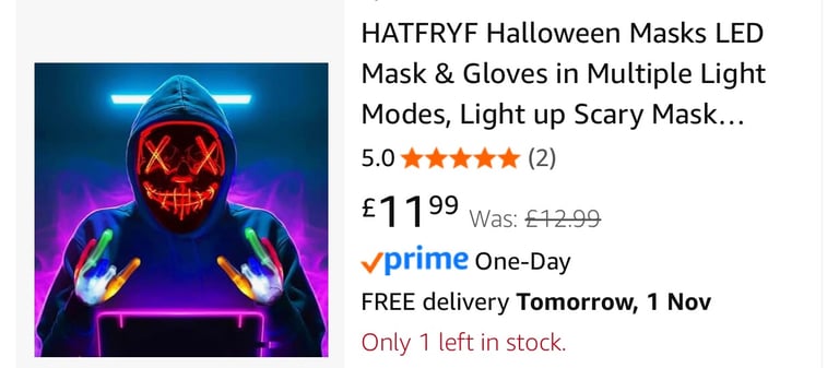image for Halloween purge led mask & gloves 