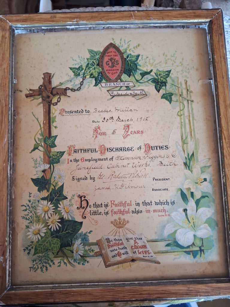 Antique certificate and frame