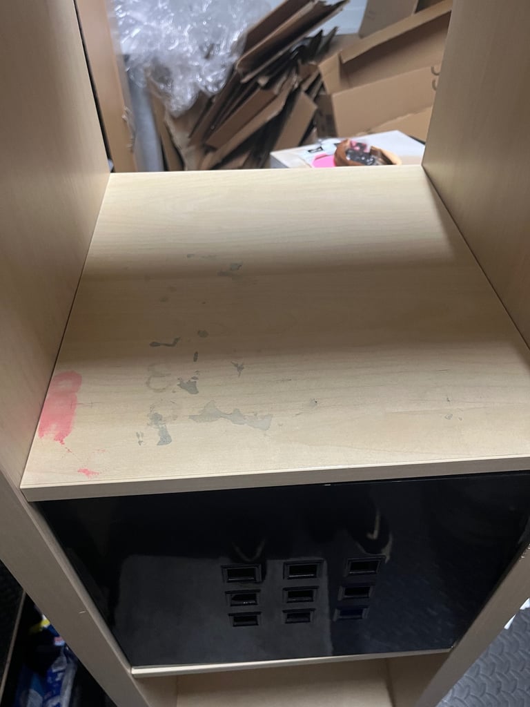 IKEA Kallax 4 shelf unit with plastic storage box