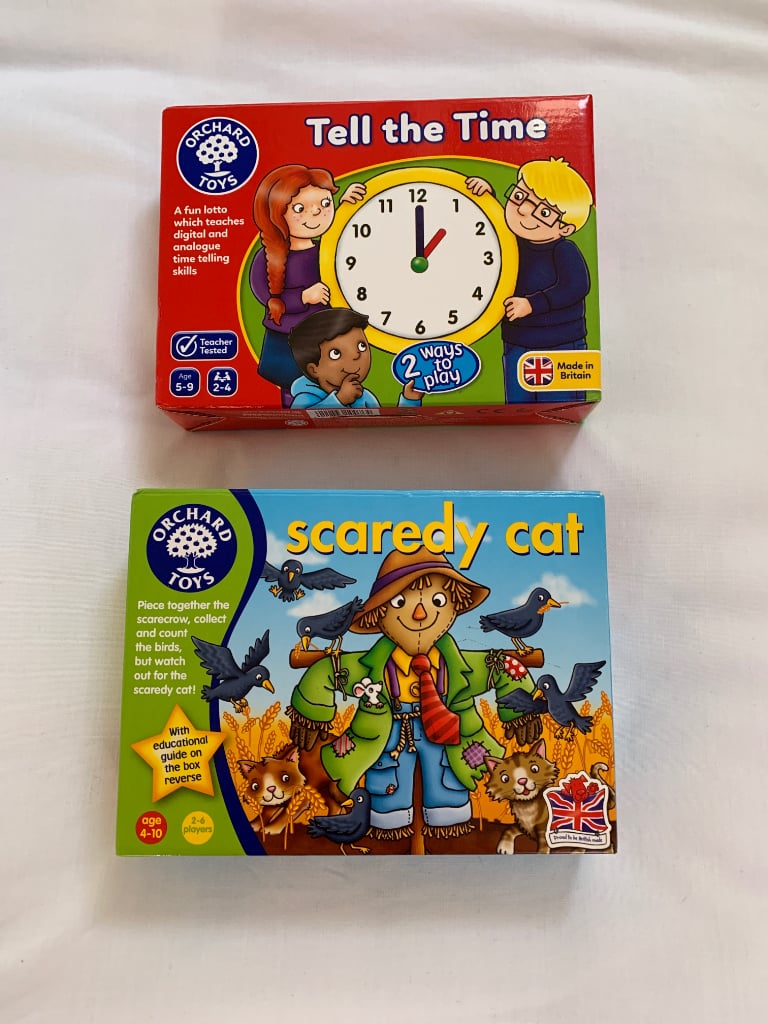 Orchard Toys bundle - 2 games. Scaredy Cat and Tell the Tjme