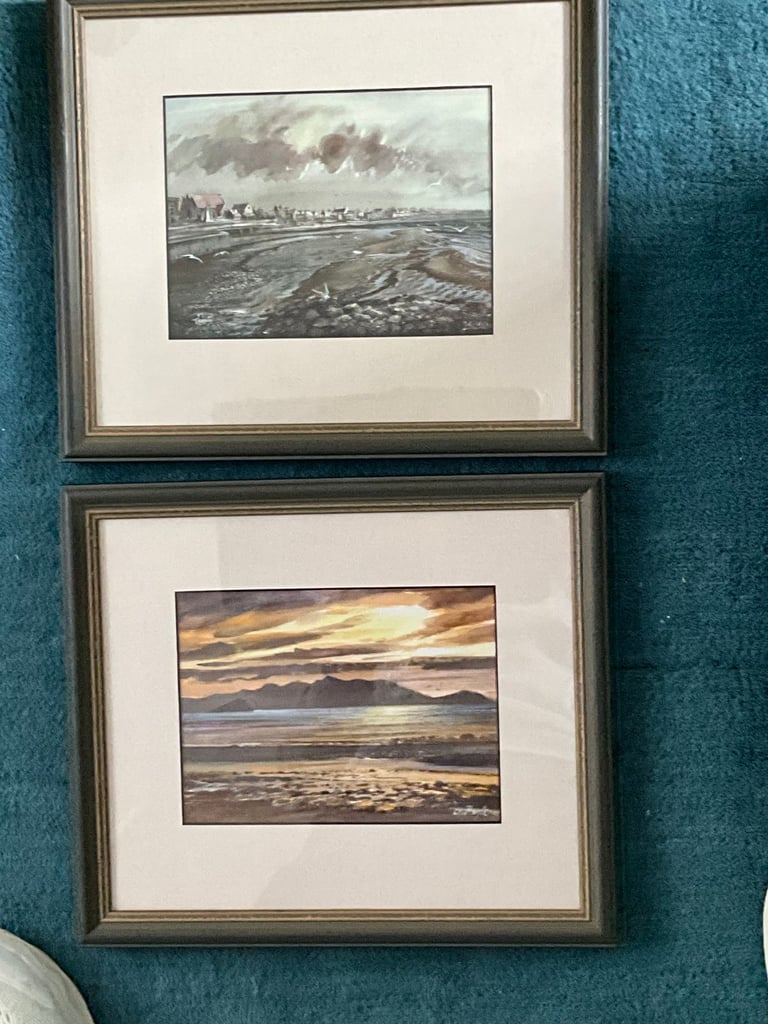 image for Two Prints of Troon shore and Arran By Dennis Royle