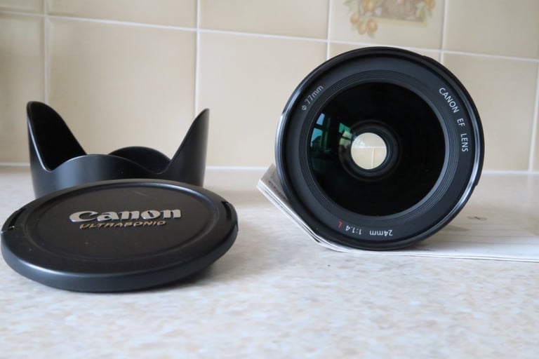 Canon EF 24mm f/1.4 II USM Lens L Caps, Case, Box, Instructions