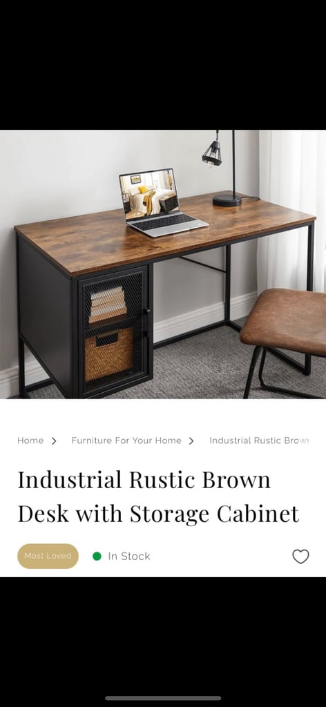 Industrial rustic brown desk with storage 